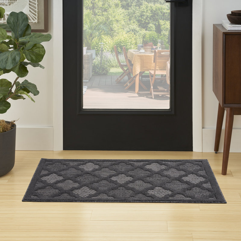 Tapis intérieur / extérieur gris anthracite / noir Adianey, Rectangle 3 pi x 5 pi