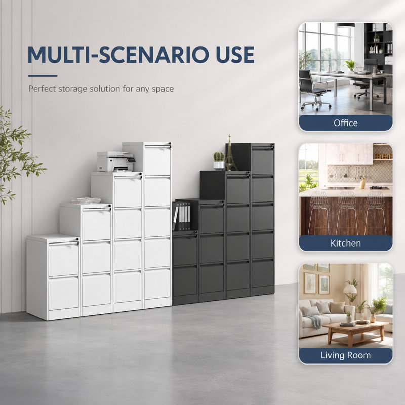 Multi-Size Metal Vertical File Cabinet Set