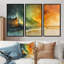 Ensemble de décorations murales vert et orange Tachisme Landscape III - Tachisme-107183525-107183528