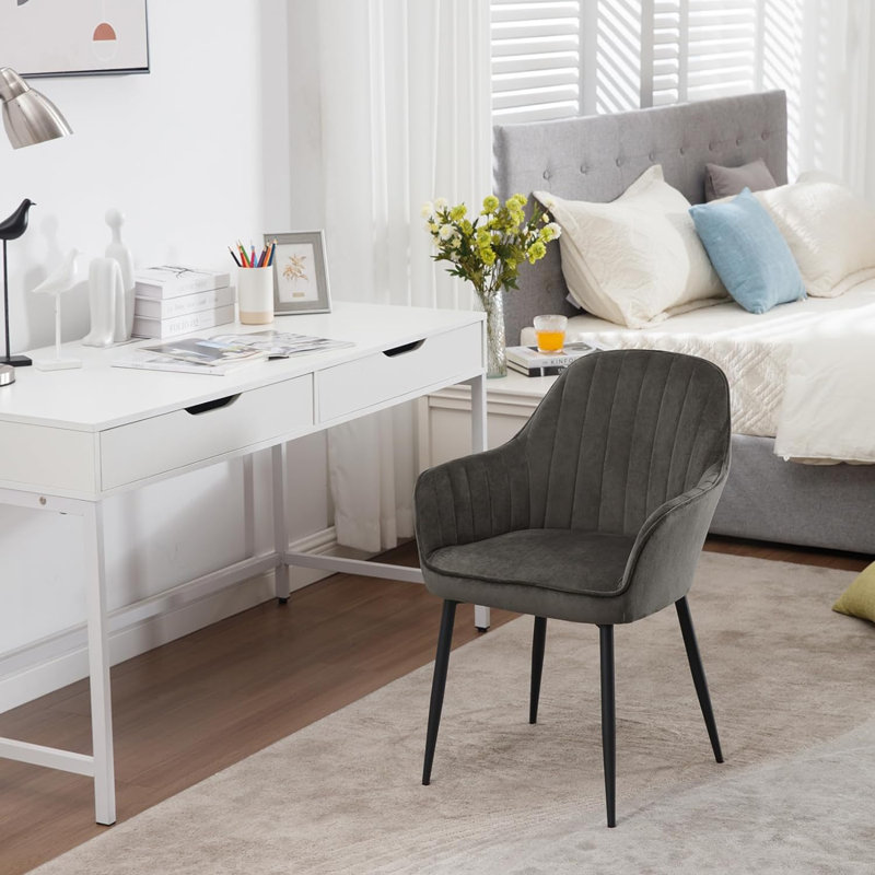 Shepton 46cm H Velvet Upholstered Armchair, Grey