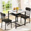 3-Piece Square Dining Table Set, Retro Farmhouse Style Small Kitchen Table And Chairs Set With MDF Table Top And Metal Frame, Space-Saving Bar Table Set For 2 With Wine Rack, For Small Space, Dining Room, Apartment-2071416865