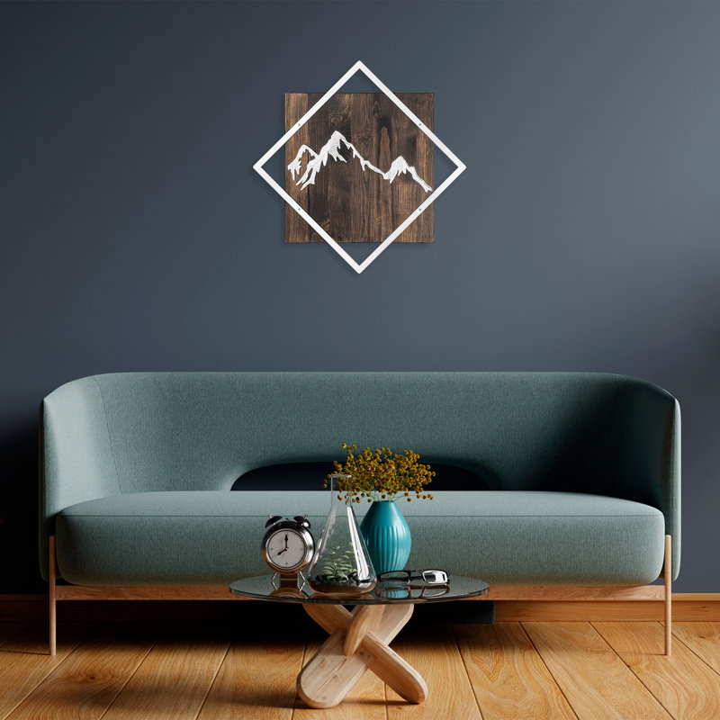 Stylish Decorative Wooden Wall Accessory, 21.3 x 21.3 inches | 50% Real Walnut Wood & 50% Metal (Thickness: 0.1 inches) | Wall-Mountable, Unique Color Variations, Perfect for Modern Home Decor & Living Spaces