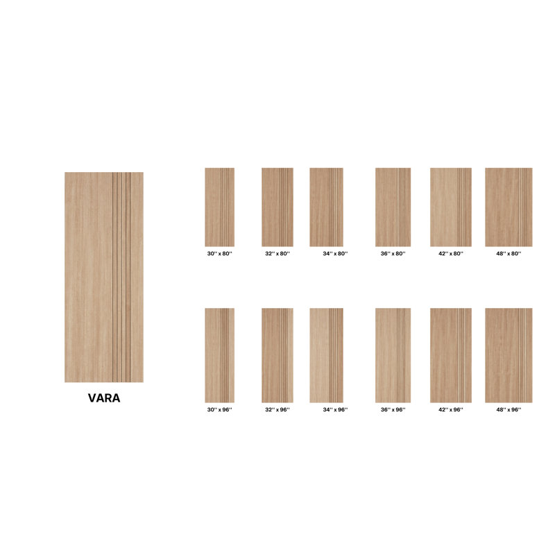 Porte à panneau 96 po Vara Slab Only Acajou - Contemporain, moderne, brut, 48" x 96" [48" Door]