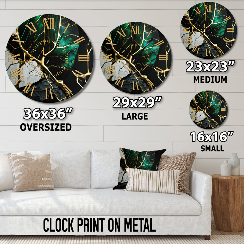 Horloge murale abstraite Geode Gold II - Marbre, Médium