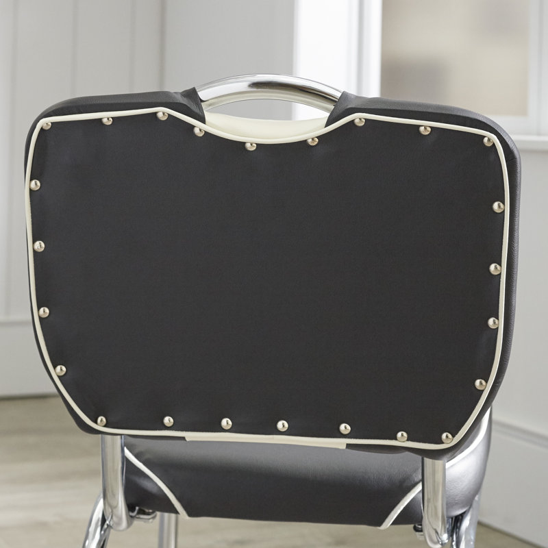 Chaise d'appoint rembourrée Sherly, Noir / blanc