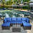 Outdoor Garden Patio Furniture 7-Piece PE Rattan Wicker Cushioned Sofa Sets And Coffee Table, Patio Furniture Set;Outdoor Couch;Outdoor Couch Patio Furniture;Outdoor Sofa;Patio Couch-1994406332