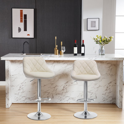 Swivel Upholstered Adjustable Height Counter Stool with Metal Frame