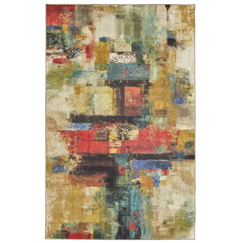Tapis rouge / beige Hallberg, Rectangle de 8 pi x 10 pi