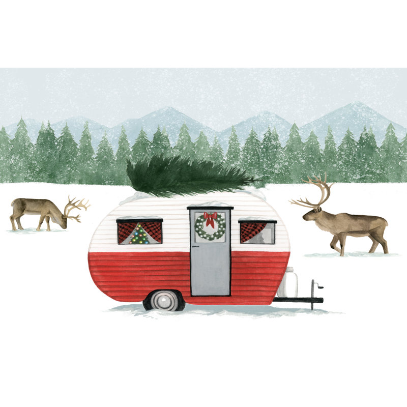 Camping for Christmas Collection A by Grace Popp - Graphic Art Print, 51cm H x 76cm W, Wrapped Canvas