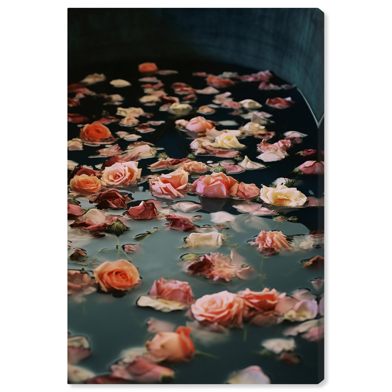 Floating Roses Canvas Art Print in Pink and Peach Tones