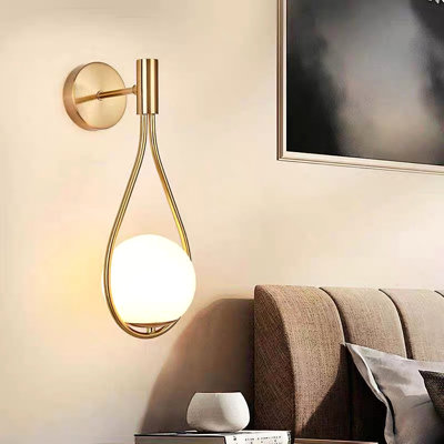 G9 Modern Wall Lamp with Milky Glass Shade, Industrial Brass Gold Globe Wall Sconce Lamp, Indoor Hardwire Hanging Wall Light Fixtures for Bedroom, Living Room, Bathroom