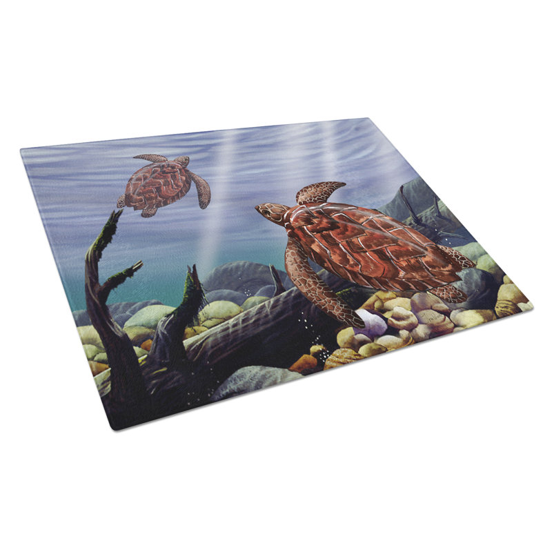 Zoomie Kids Kodas Turtles Glass Cutting Board