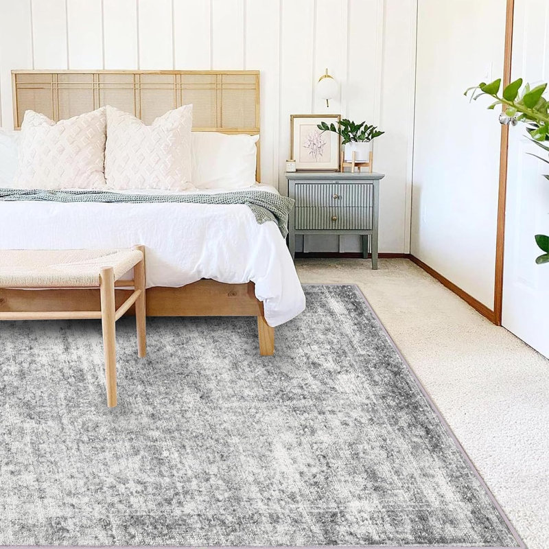 Tapis traditionnel gris lavable