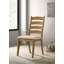 Ensemble de 2 chaises d'appoint Danie, dossier en échelle, bois brun, tissu beige