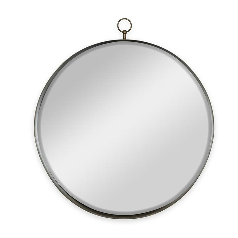34" Gold Round Iron Framed Accent Mirror