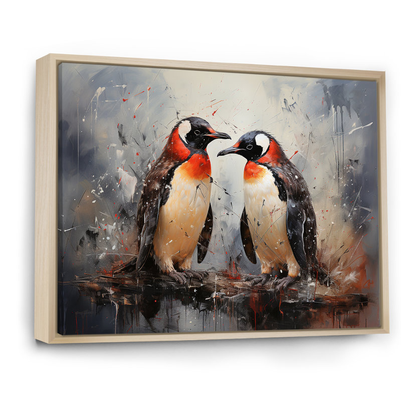 «Penguin Dreamscape I» sur toile, Cadre flottant naturel, H 34 po x l 44 po x P 1,5 po