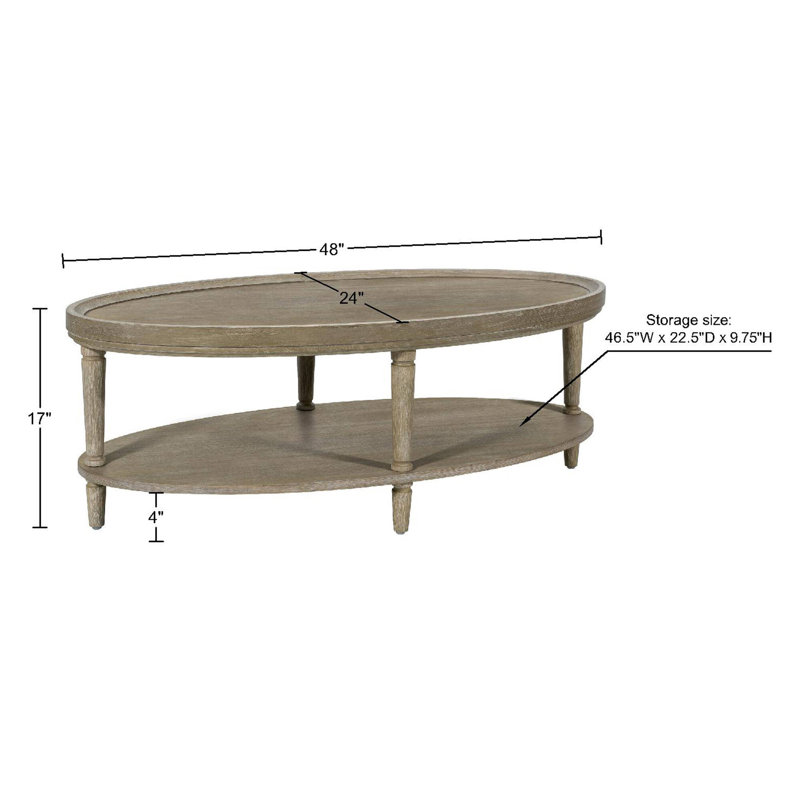 Ayanna Oval Reclaimed Greige Wood Coffee Table with Shelf