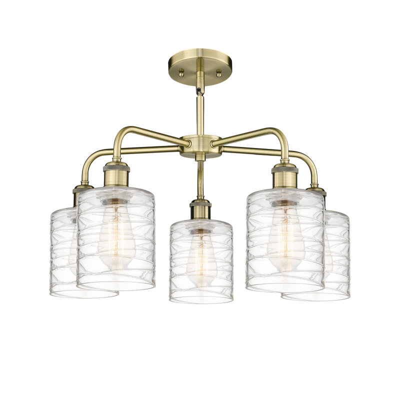 Lustre tambour 5 lumières Dublin, Laiton antique
