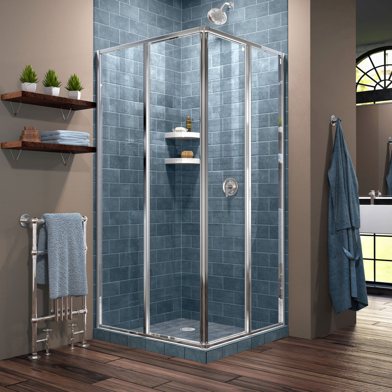  Cabine de douche coulissante encadrée en chrome DreamLine Cornerview, Chrome, 40.4375 inch W