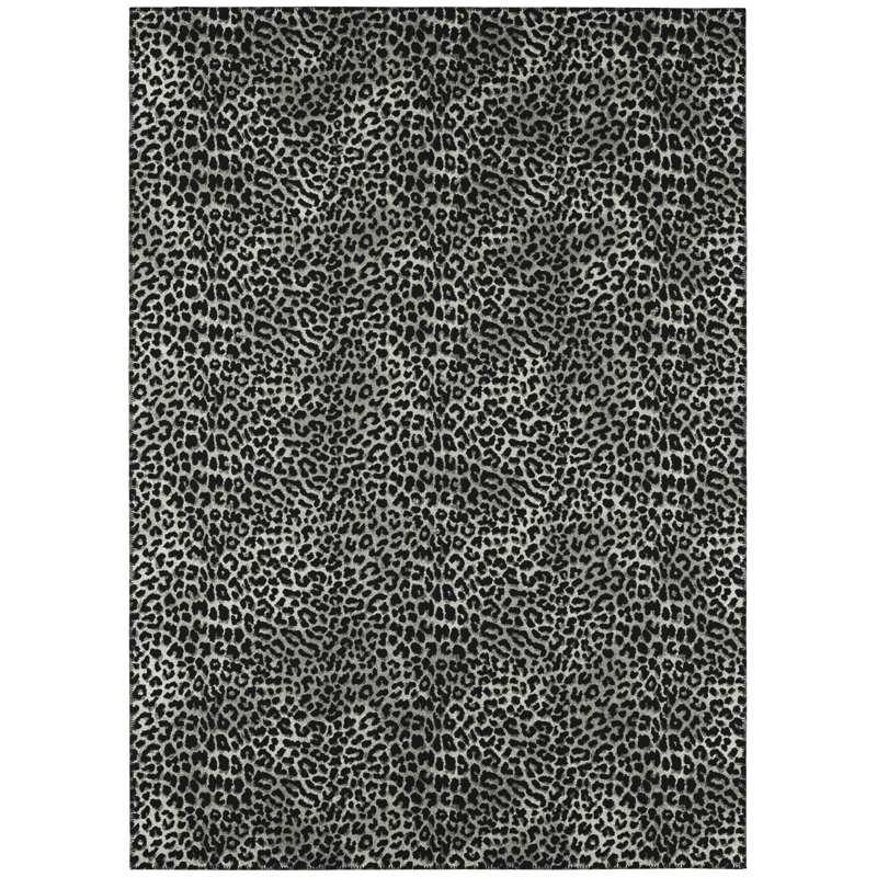 Tapis gris à imprimé animalier Abouaber, Rectangle 1 pi 8 po x 2 pi 6 po