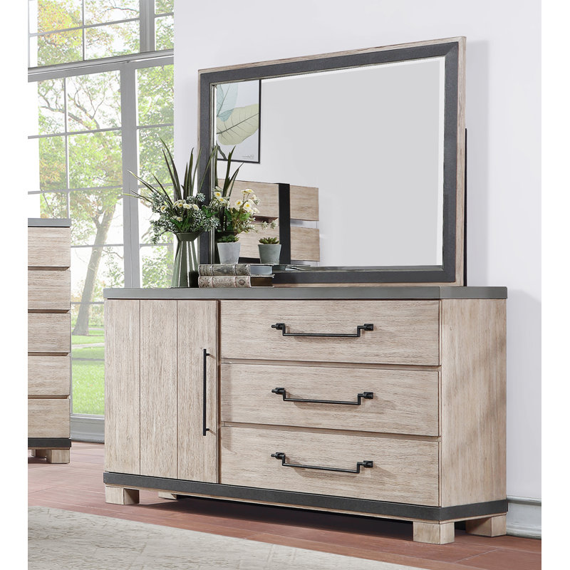 Commode combinée 3 tiroirs avec miroir Chadha
