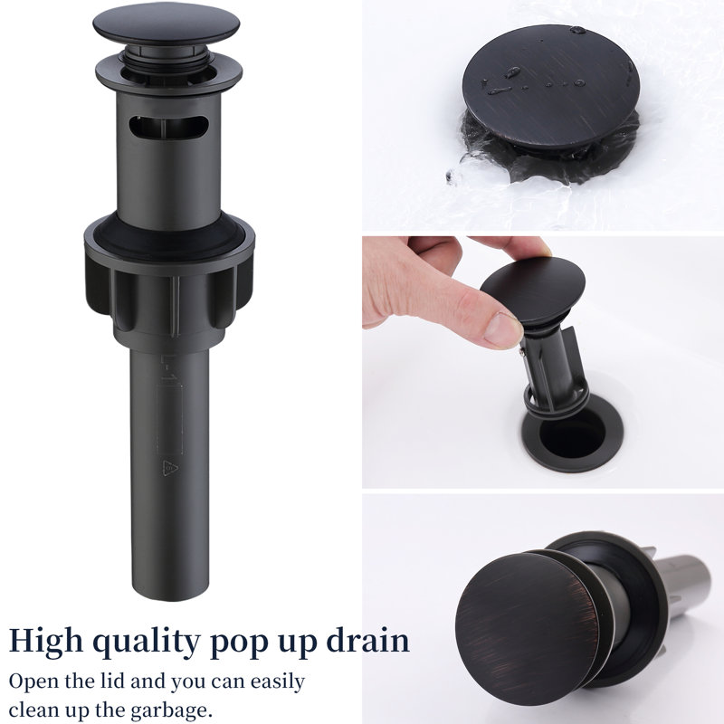 Robinet de lavabo de salle de bain espacé de 8 po en bronze huilé - 360 bec pivotant, 2 avec bonde escamotable et boyaux 8 po, lavabo à 3 trous et eau