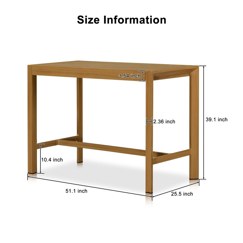 Rectangular Metal Bar Table, Teak