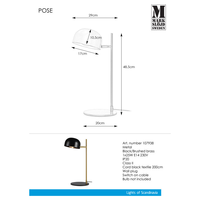 Shenandoah Metal Desk Lamp, Black