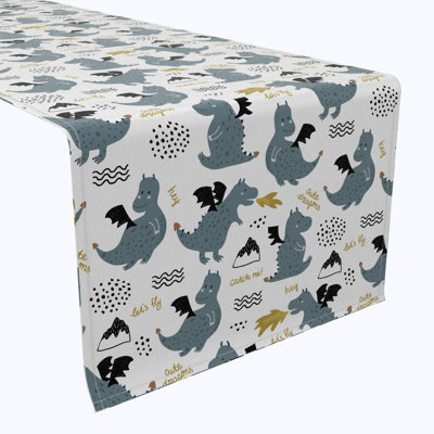 Table Runner, 100% Cotton, 16X108", Dragons Design