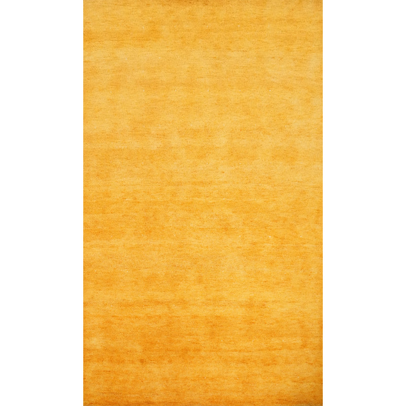 Tapis chauffant de style Gabbeh jaune chaud et lueur dorée 6 x 9