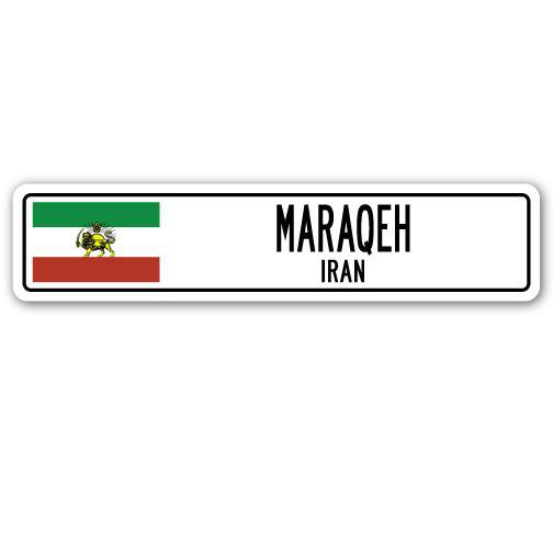 Plaque de rue Maraqeh, drapeau de l'Iran, H 7 po x l 30 po x P 1 po