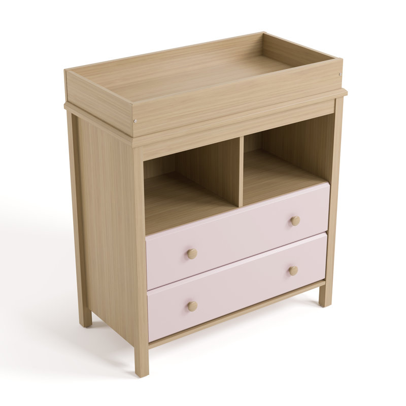 Driftwood and Blush 2-Drawer Changing Table Dresser