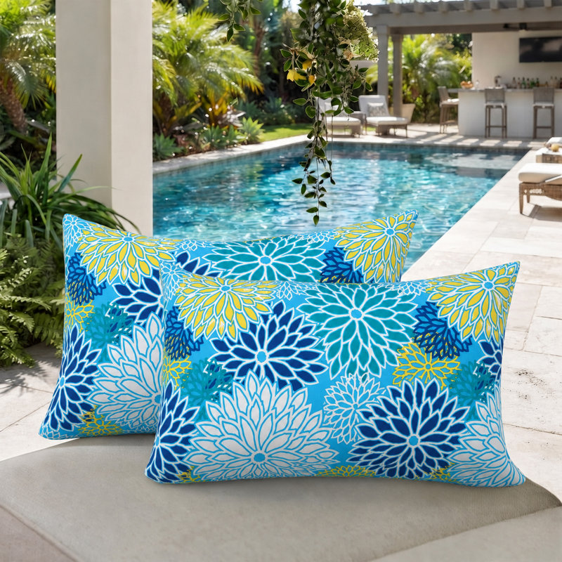 Ensemble de 2 housses de coussin lombaire intérieur / extérieur 12 po x 34 po hydrofuges et résistantes à la décoloration