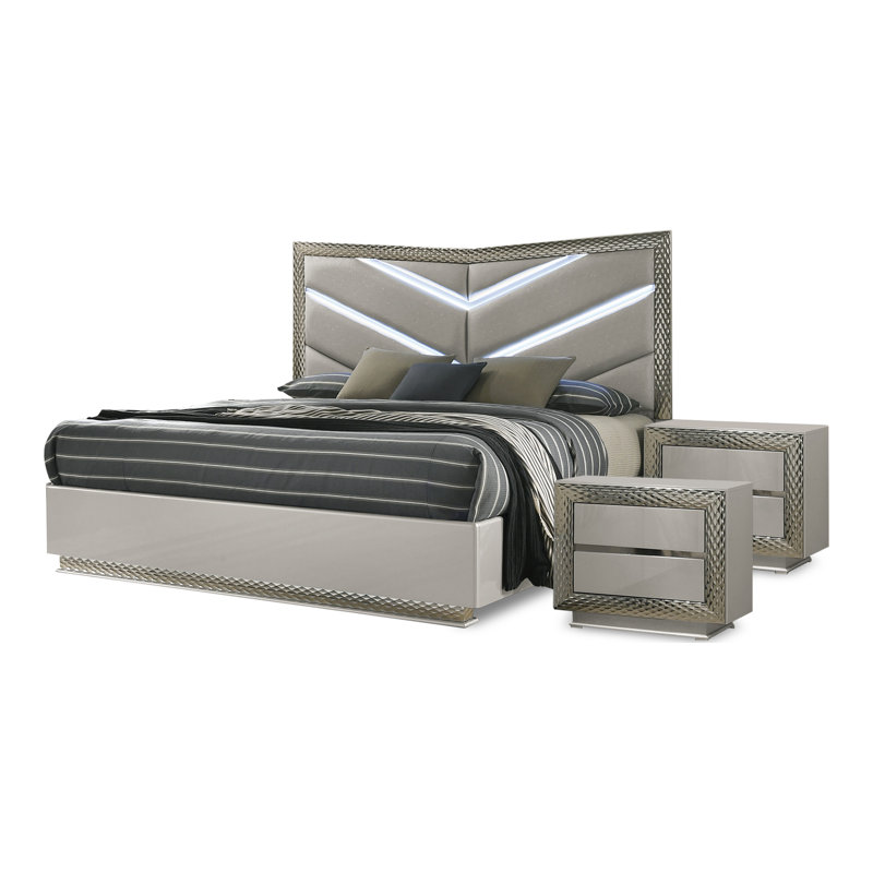 Ensemble de chambre à coucher Metropolitan, 3 Pcs: Bed, 2 Nightstands, Très grand