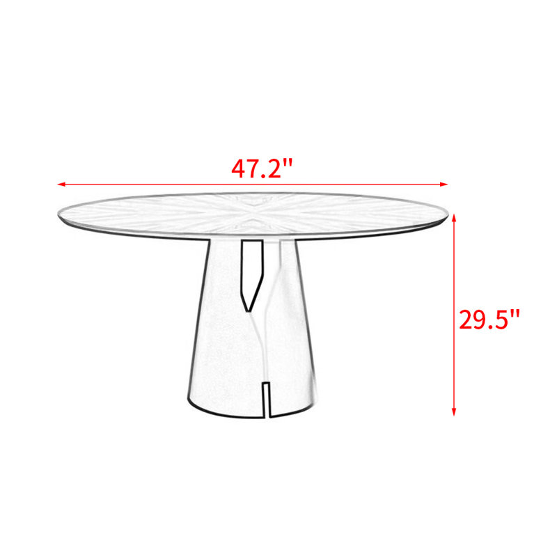 Table de salle à manger simple en bois massif de style américain Pruett, H 29,5 po x L 47,2 po x l 47,2 po