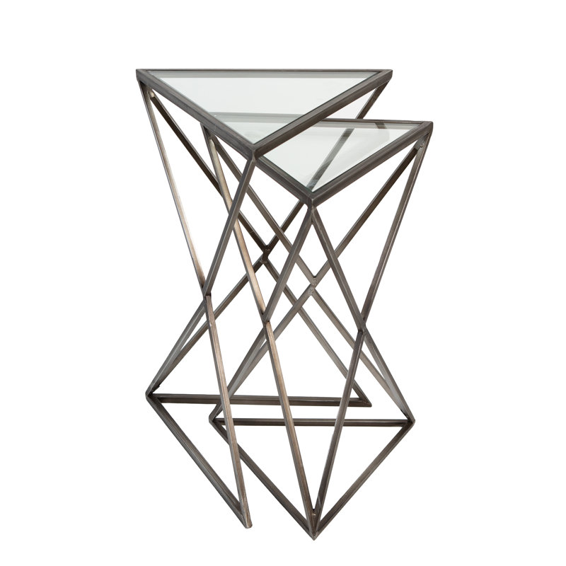 Galento Glass Top Frame Nesting Tables