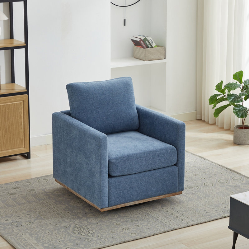 Fauteuil d'appoint pivotant à 360 ° carré 30,7 po et fauteuil simple confortable, Blue
