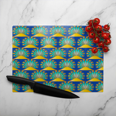 Egyptian Style Motif Glass Chopping Board