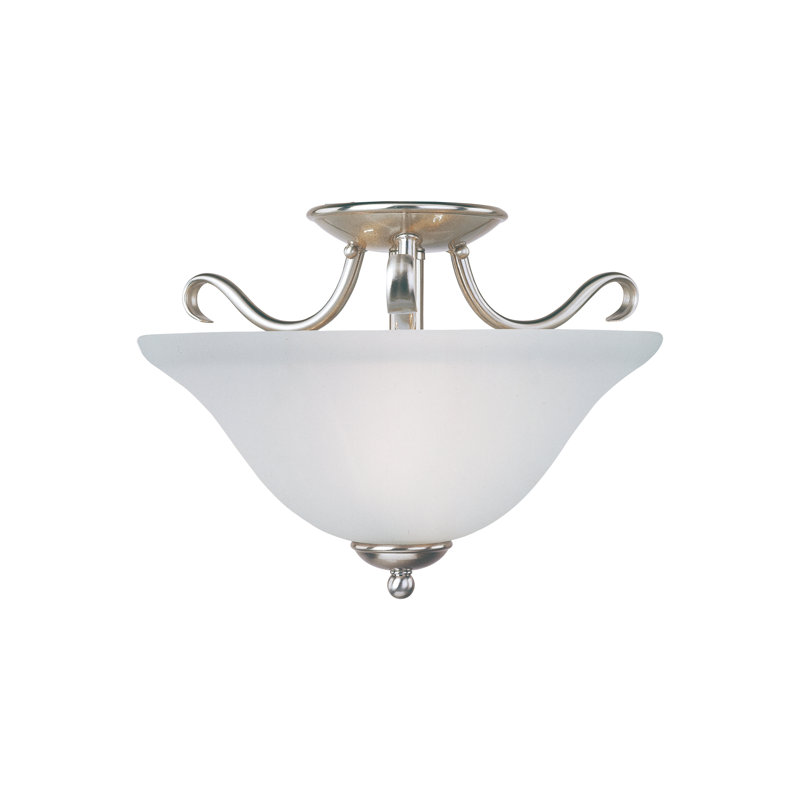 Agena Glass Semi Flush Mount, Satin Nickel