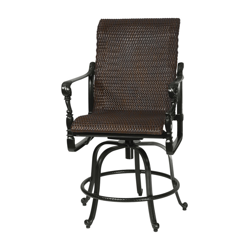 Grand Terrace Woven Swivel Rocking Balcony Stool, Chestnut, Vintage