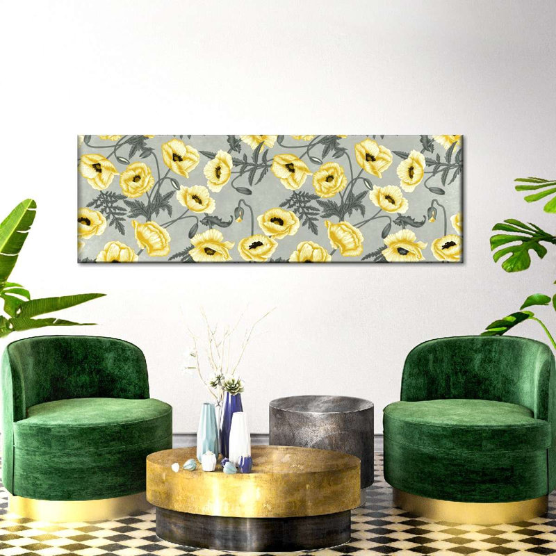 «Yellow Poppy Vines» sur impression sur toile, H 8 po x l 24 po x P 1 po