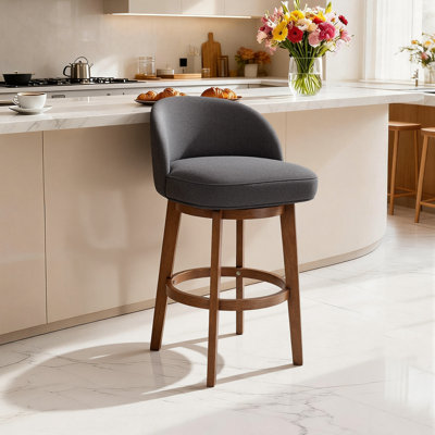 Martina Modern 26'H Swivel Counter Stool with Solid Wood Legs