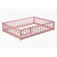 Lit plateforme double pleine grandeur avec clôture et porte, rose-1209099374-1209099362