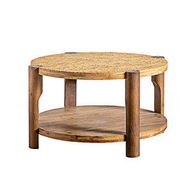 Round Coffee Table with Storage Shelf
