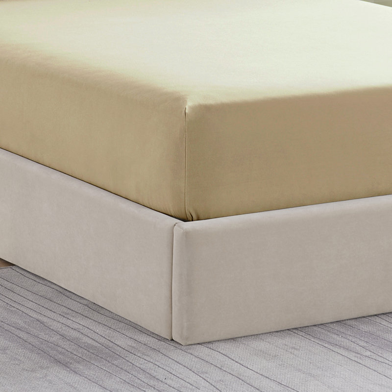 Solid Flannel Fitted Sheet, Bottom Sheets With Built-In Sheet Straps By Sweet Home Collection, Twin Fitted Sheet, Beige
