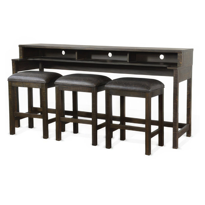 Console Flint avec 3 compartiments, 74 pouces, acajou brun foncé