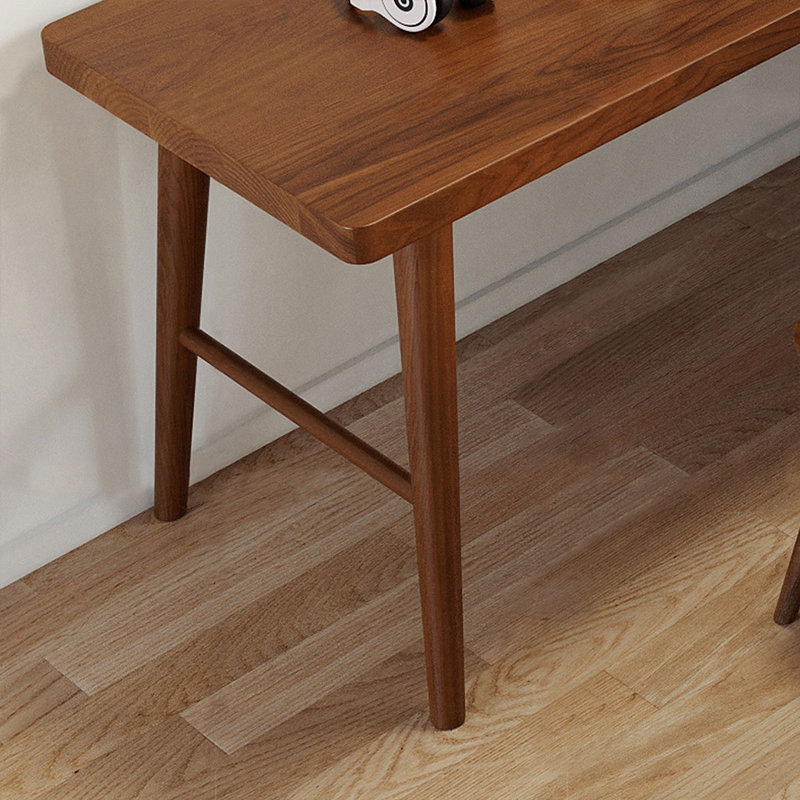 Bureau en bois de pin massif en forme de L brun noyer