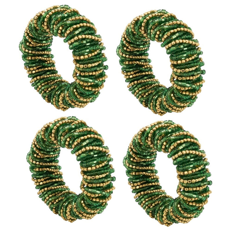 Perles de verre, porte-serviette en fer, Vert