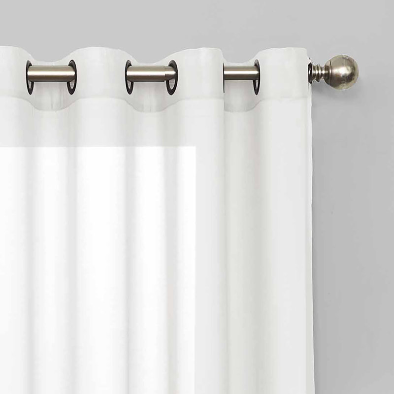 Gargi Sheer Curtain Single Panel, 63" L x 52" W, White