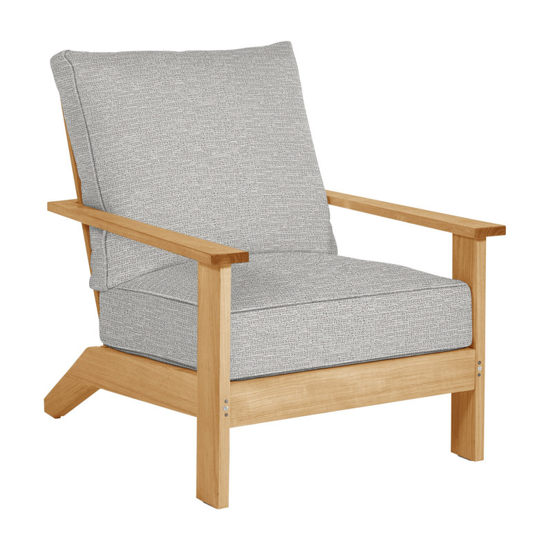 Chaise longue d'extérieur en teck Ashland, Welt, Caramel tweed, Teck naturel